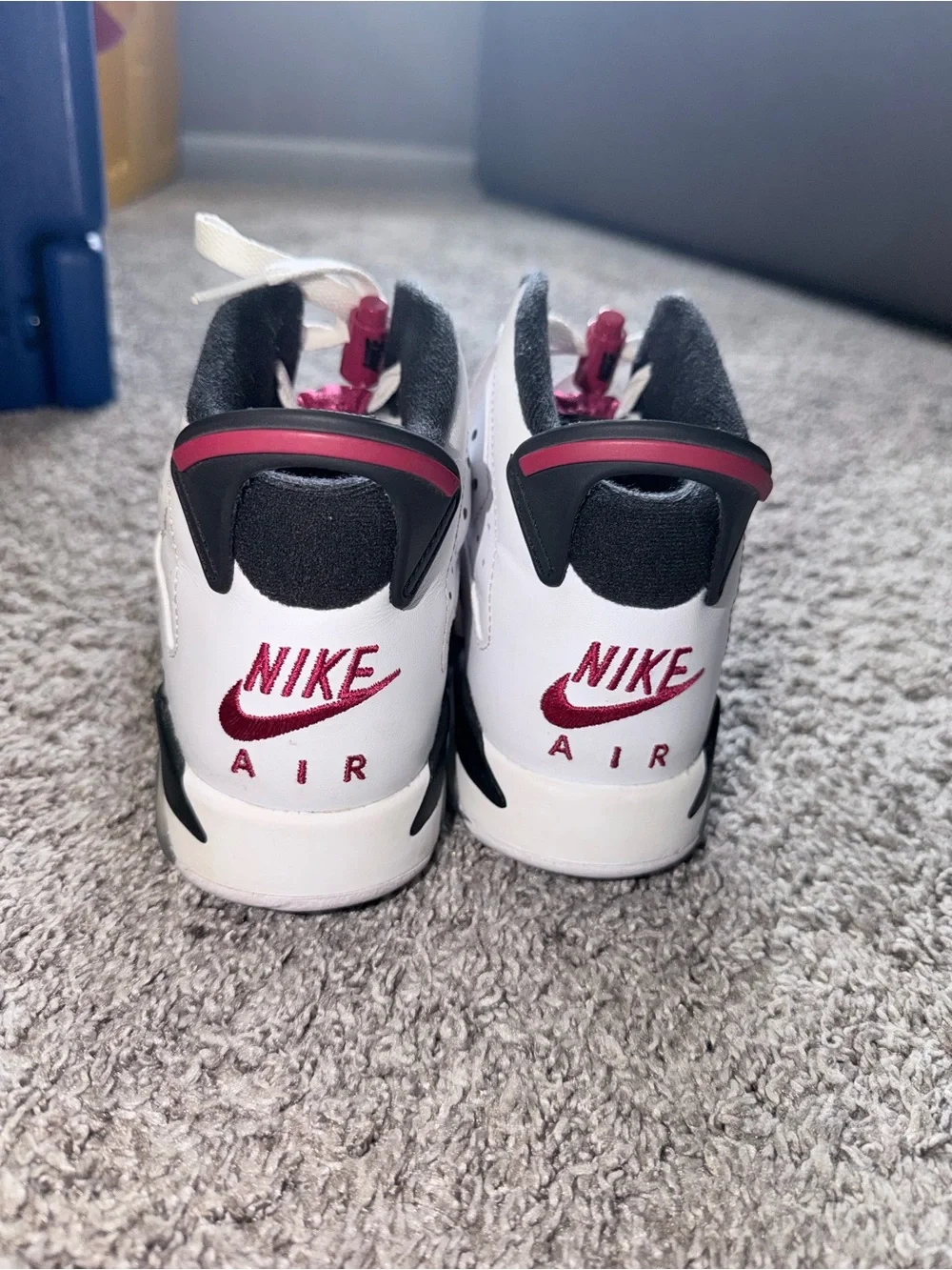 Kids White and Burgundy Basketball Sneakers jordans